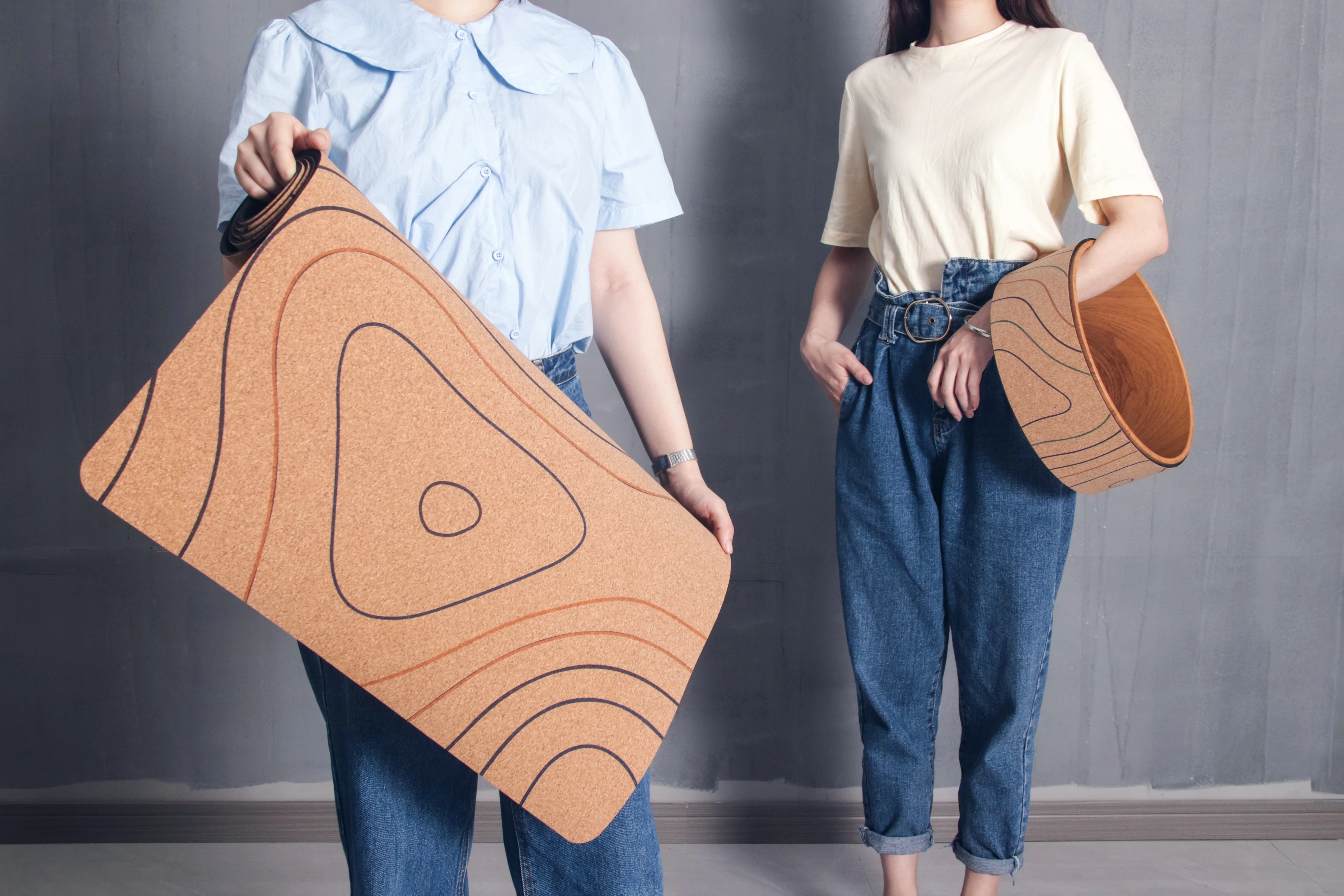 Organic Sustainable Rubber Cork Yoga Mat,Cork Yoga Kit Eco Friendly Custom Cork Wheel Strap Block Bricks And Ball Yoga Mat Set