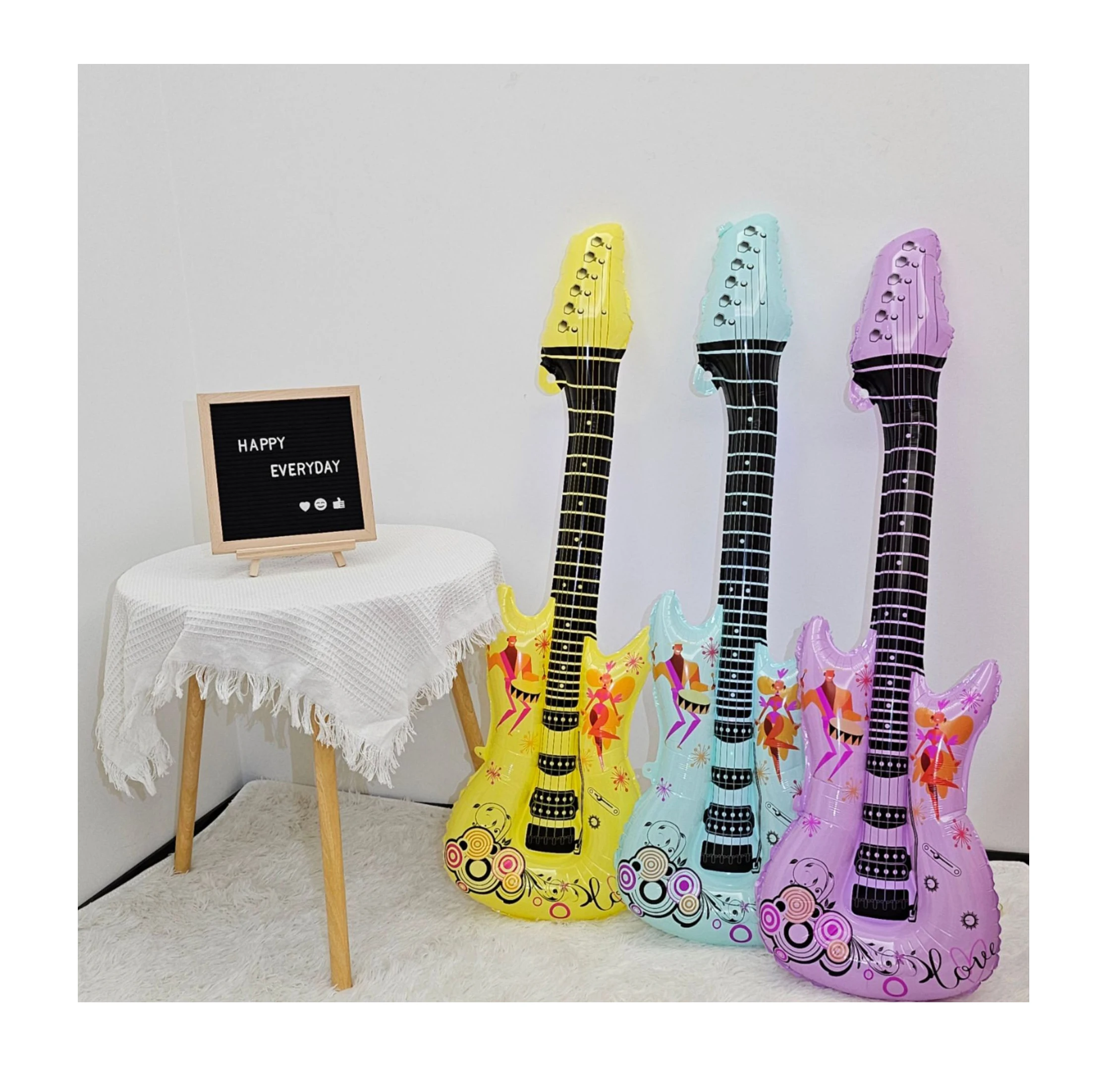 2024 Mini Size Wedding Birthday Party Decoration Music Festival Cartoon Guitar Foil Balloon