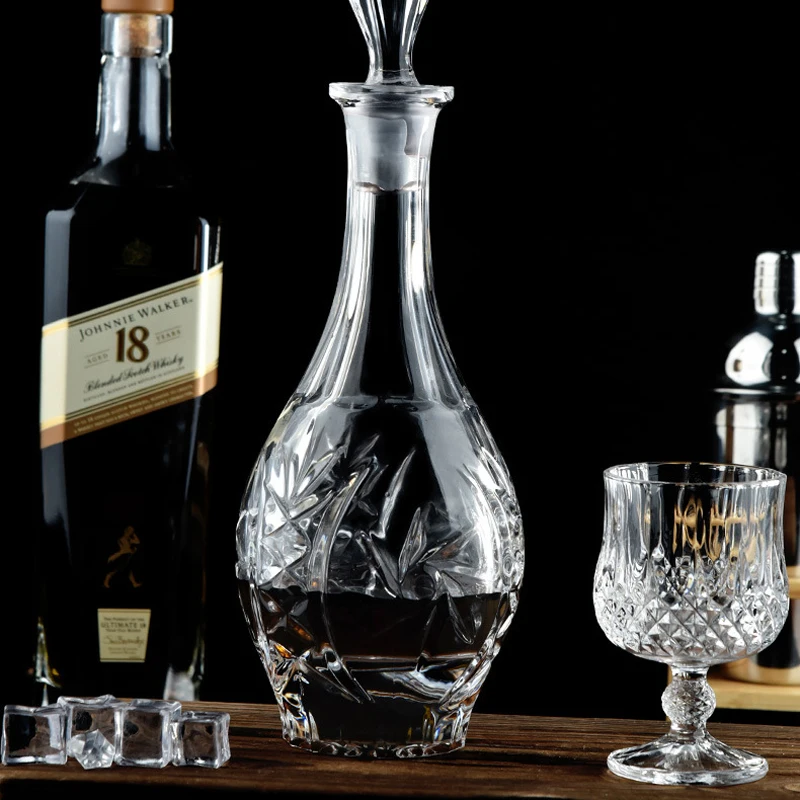 Hot Sale Lead-Free Crystal Square Mini Decanter Whiskey Decanter Set With Box