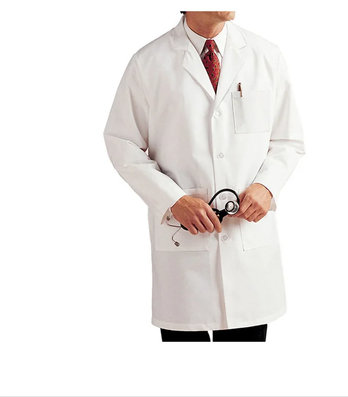 Wholesale Custom Logo Doctors Coat Unisex Medical Nurse Scrub White Uniform Long-Sleeve White Lab Coat For Hospital