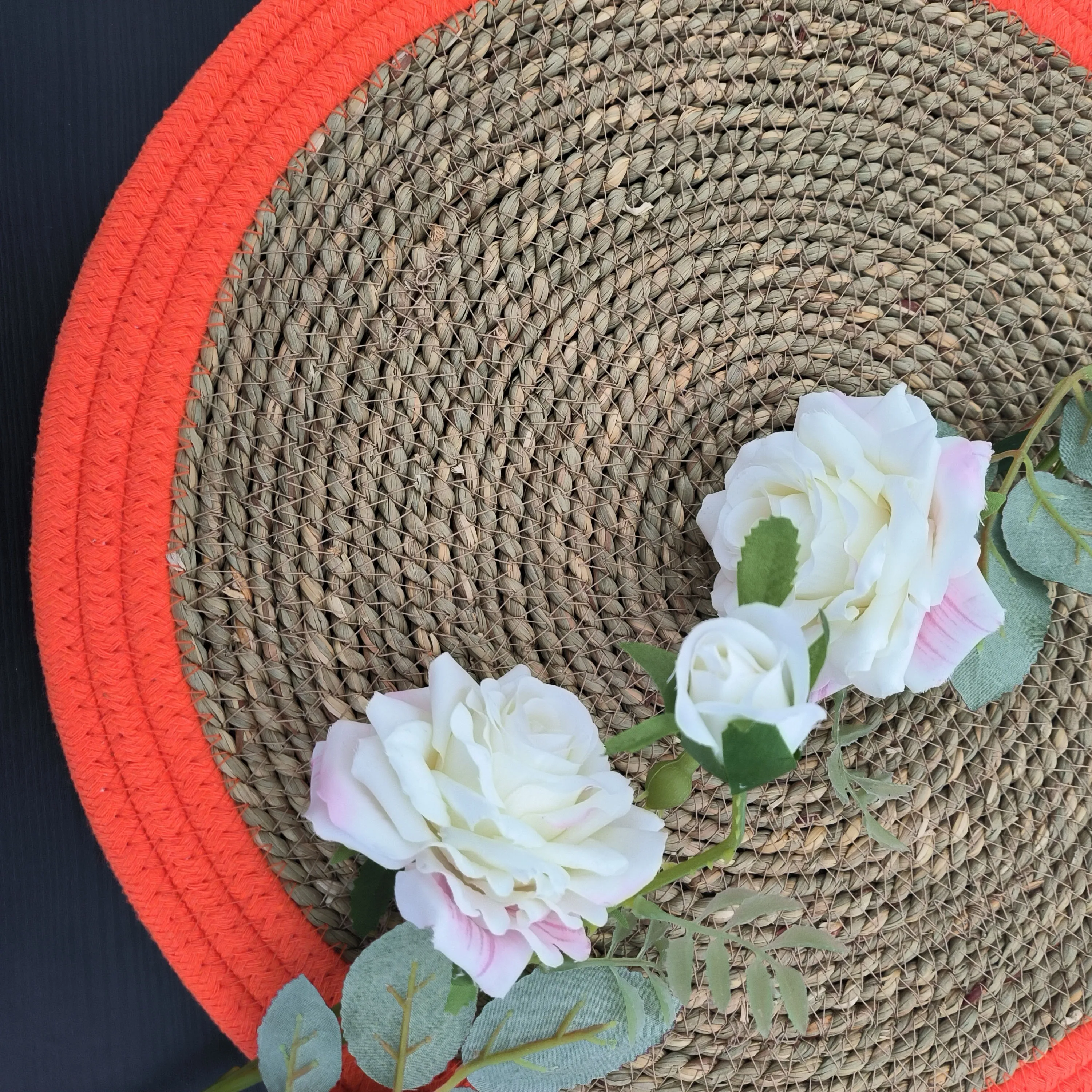 2024 CR Hot Sale Heat Resistant Tablemat Straw Placemat Dinner Braided Food Mat Round Natural Table Mat Decorative Placemats