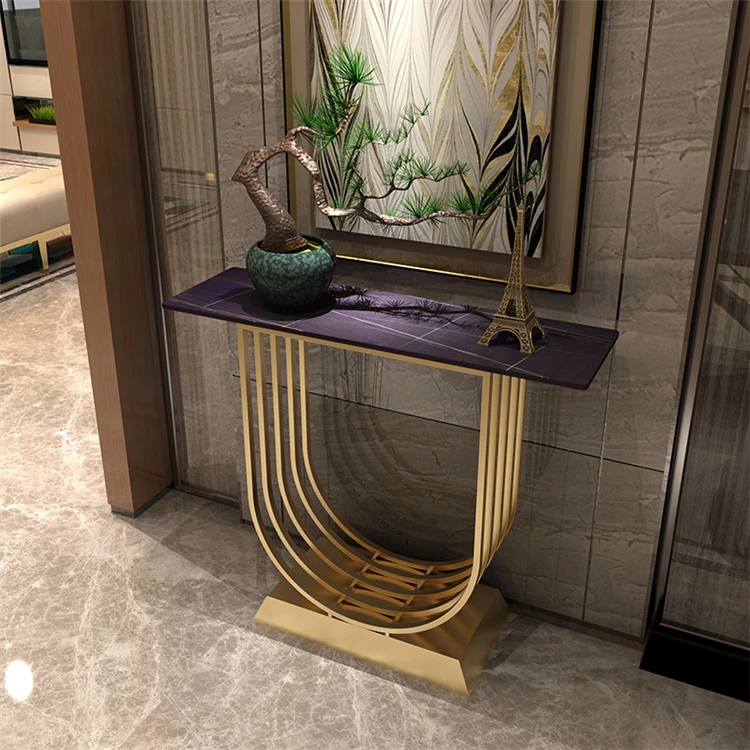 High Quality Home Furniture Living Room Console Table Hallway Gold Marble Console Table