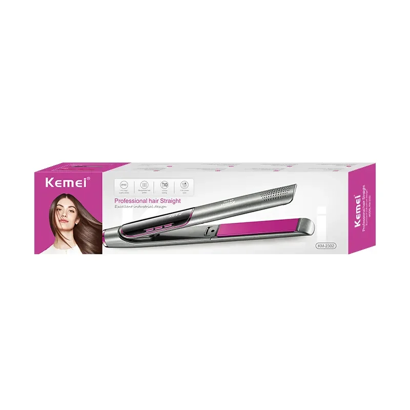 New Design Flat Iron Hair Straightener Km-2302 Custom Private Label Professional Wholesale Hair Straightener