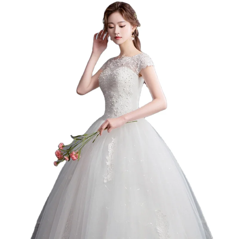 Новинка 2021 свадебное платье с открытыми плечами свадебное платье для невесты с трехмерными цветами тонкое свадебное платье принцессы