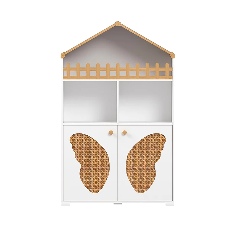 Детская мебель новый дизайн большой современный простой шкаф для хранения из ротанга и дерева детей