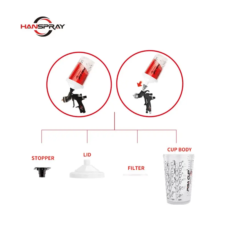 Spray Gun Cup 125Mic Paint Mixing Cup Spray Gun Accessories Repair Tool Spray Gun Cup For Car Truck Painting