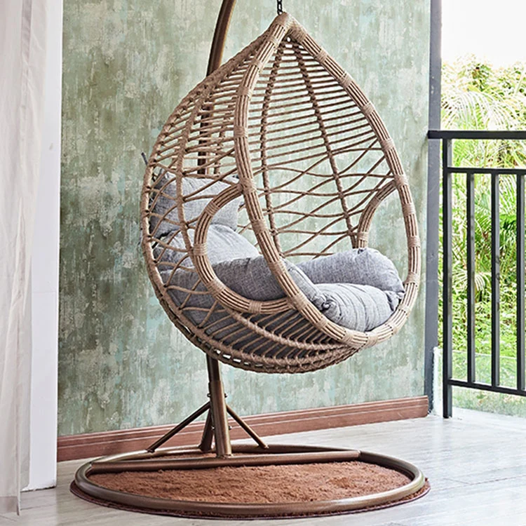 Garden Cane Furniture Nest Basket Adult Wicker Hanging Swing Chair with Stand hotel outdoor swing chair