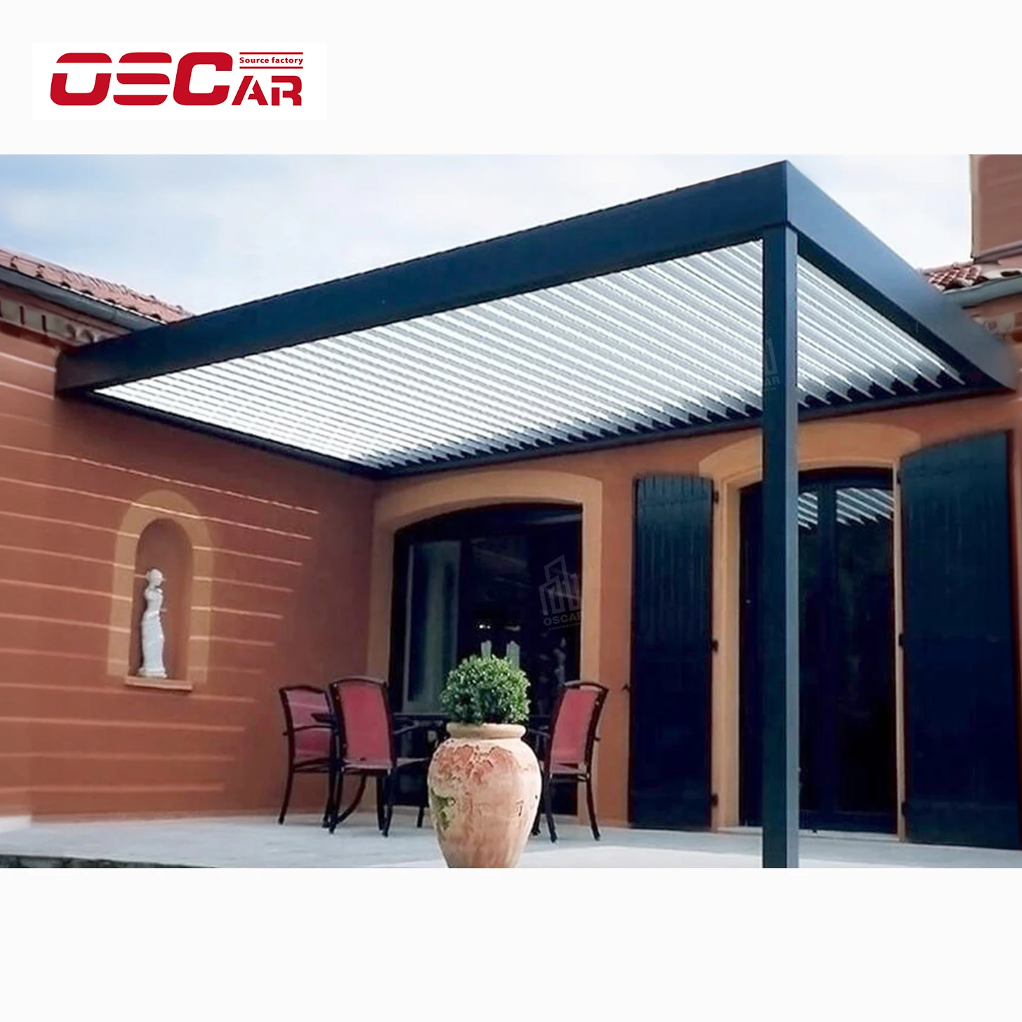 Factory Directly Sell Modern OEM/ODM Waterproof Manual/Motorized Aluminum Pergola Louvered Canopy for Garden Building
