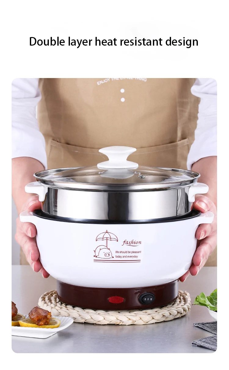 Mini Non-stick electric hot pot with steamed Home use small hot pot electric frying pan multi-function heating pot
