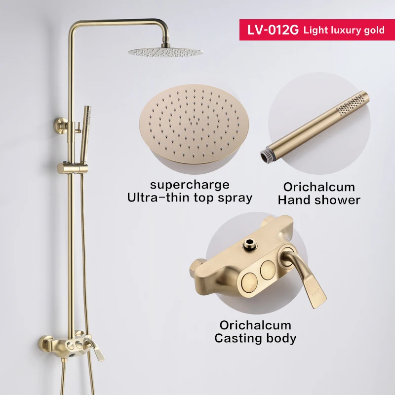 BTO Wholesale  Hot selling showers bathroom Multifunctional brushed gold shower bathroom sets shower