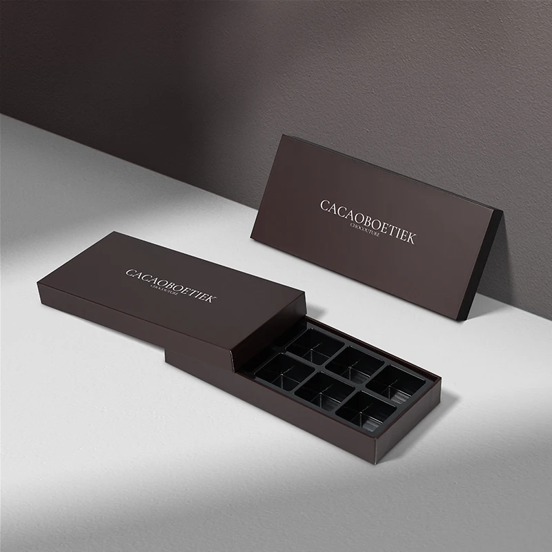 Custom Logo Premium Food Chocolates Packaging Box for 10 pcs bonbons Candy Sweet Gift Packing Chocolate Bar Paper Box