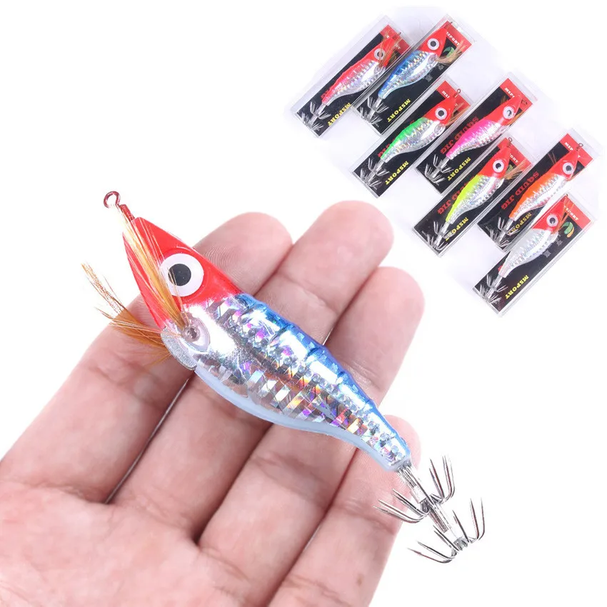 Manufacture directly sale luminous hard plastic shrimp lure bait super quality 100mm 9gram with squid hooks
