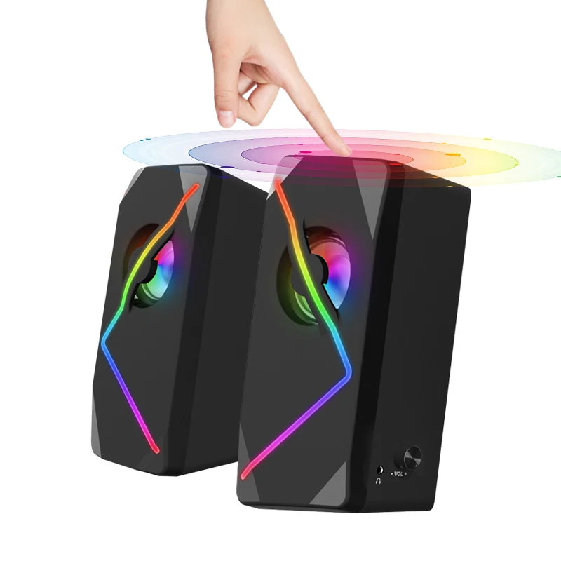 Производитель, 6 Вт, сенсорное управление, USB, ПК, игровой RGB-светодиод, горячая Распродажа, компьютерные динамики 2,0