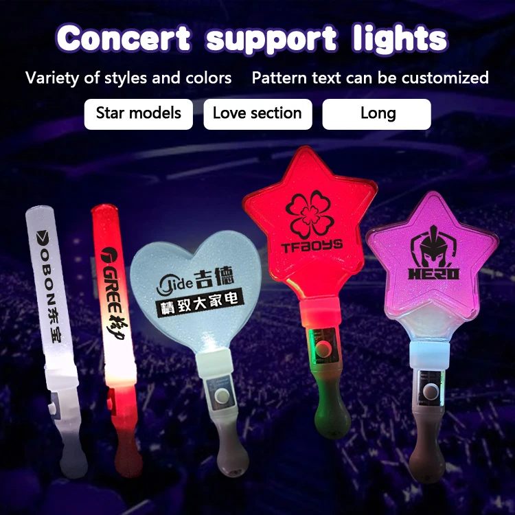 Factory customized logo five-star love LDE light concert for glow stick