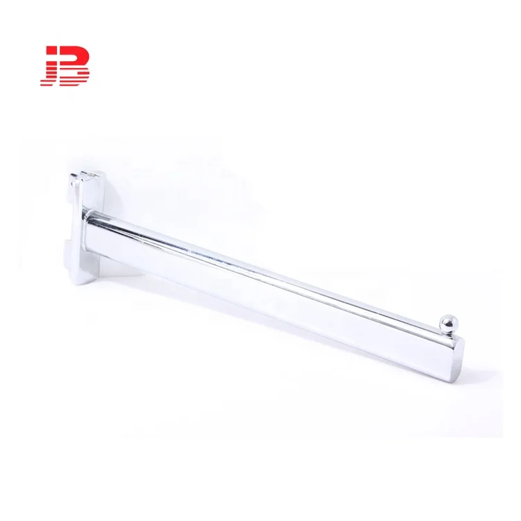 Wholesale Chrome plated slotted channel hook display with beads straight hooks