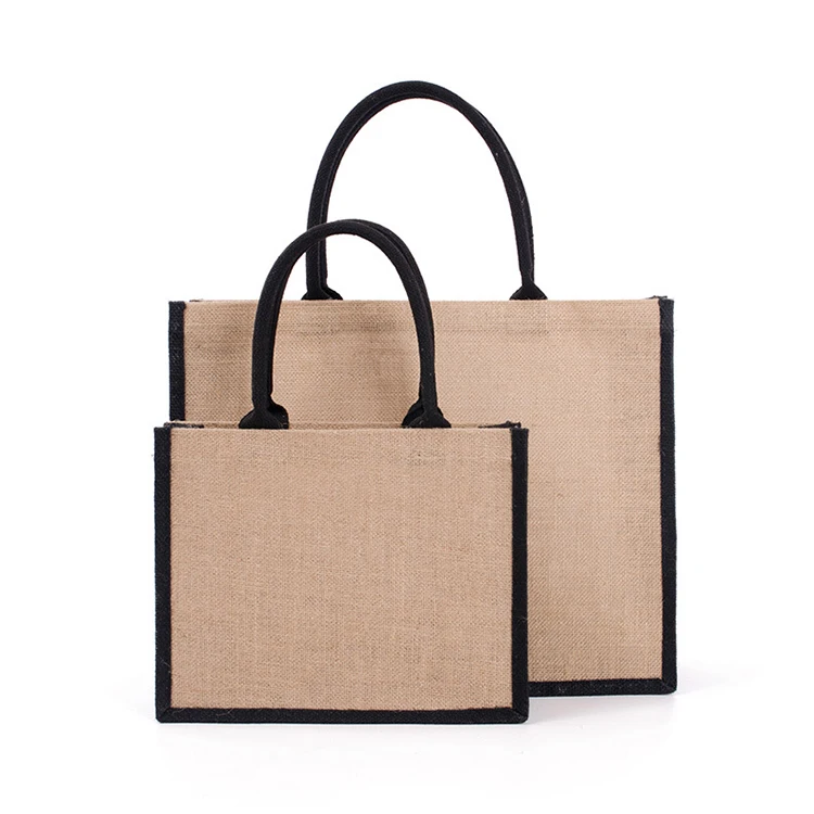 OLEI jute bag manufacturer jute bag tote custom printing logo natural black color shopping jute bags eco friendly