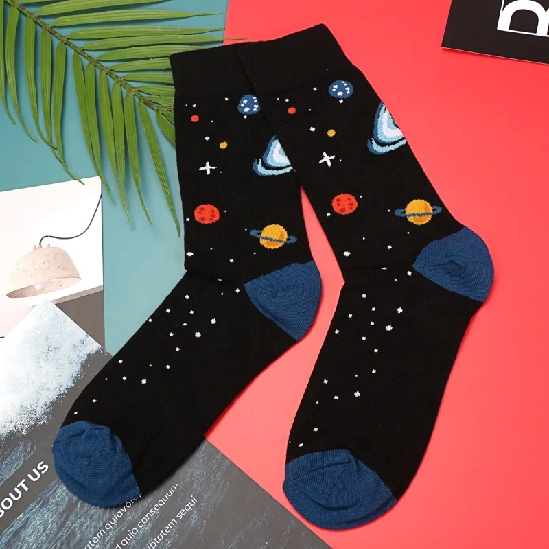 Popular custom jacquard crew socks for men