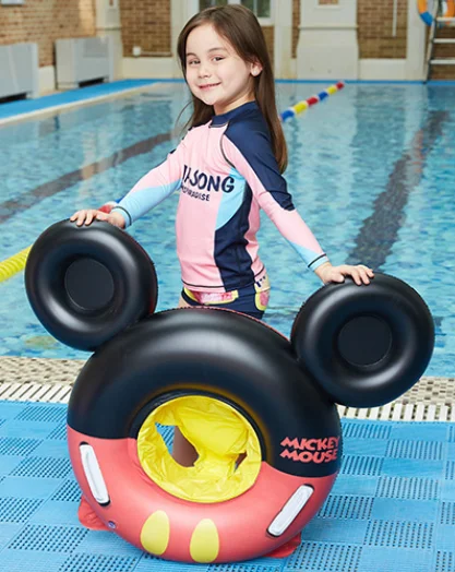 Toddler Kids Pool Floats Inflated Swimming Rings Print Mickey Minny Thick Sitting Swimming Circle