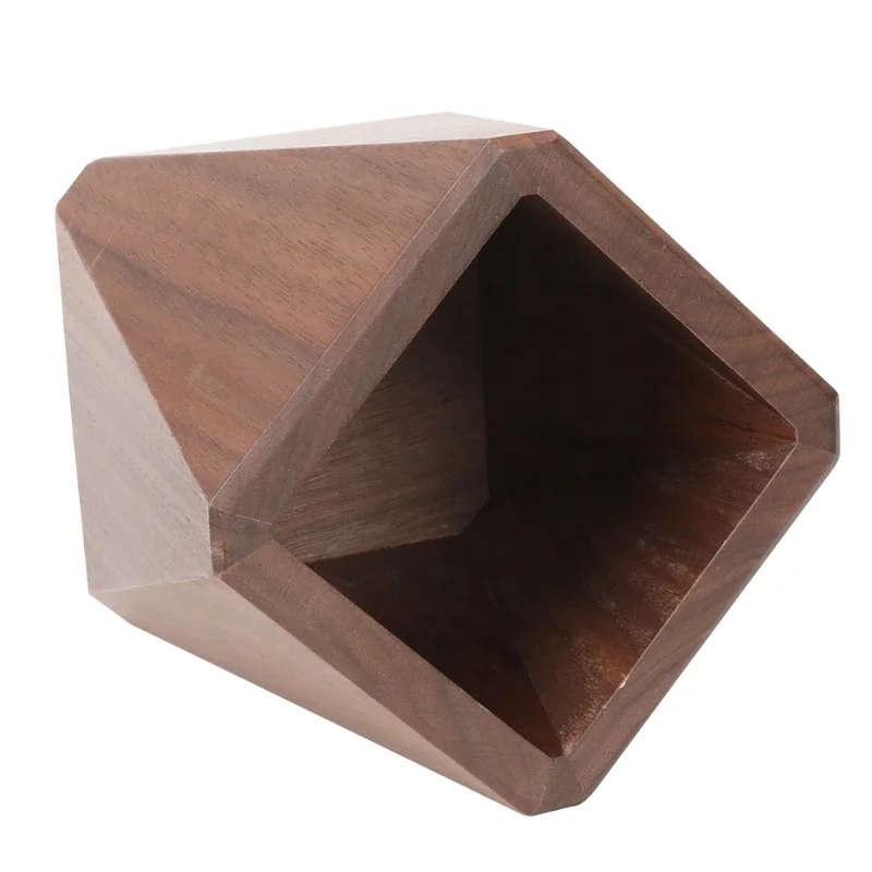 Office Desk Pen Pencil Holder Bamboo Wood Pen Holder Creative Black Walnut Pen Pencil Holder