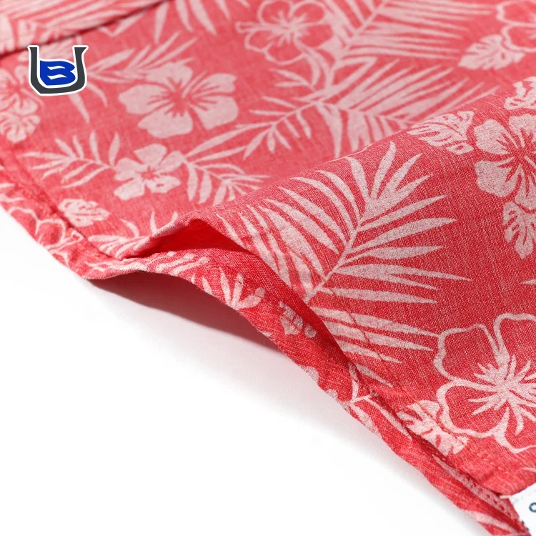 
Beautiful cotton casual pattern screen boy hawaiian floral custom print shirts for holiday 