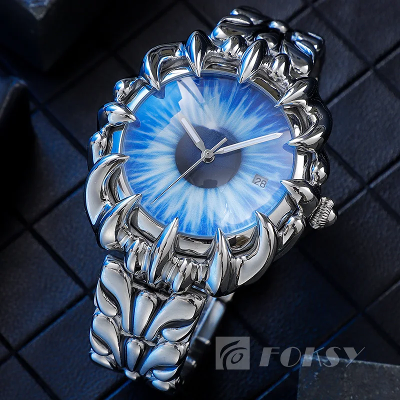 Custom Logo Design Strange Twisted Claw Unique  Japan Movement Stainless Steel Quartz Watches for Men With Date