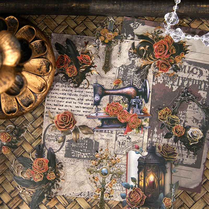 20pcs Castle Theme Pet Stickers Baroque Gothic Decorative Scrapbook art journaling Stationery Card Collage DIY Scrapbooking Art