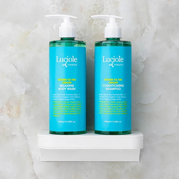 New Design Magic Magnet Lock 400ml Capacity PET  Plastic Bottle Double Chamber Wall Mount Hotel Shower Gel Dispenser