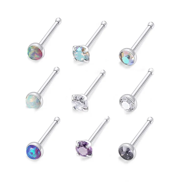 316L surgical stainless steel crystal zircon nose ring piercing  nose stud body piercing jewelry