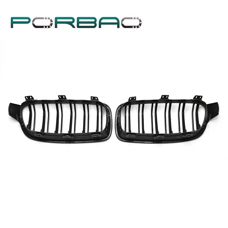  Автоматические матовые черные двойные решетки переднего бампера PORBAO для 3 серии F30