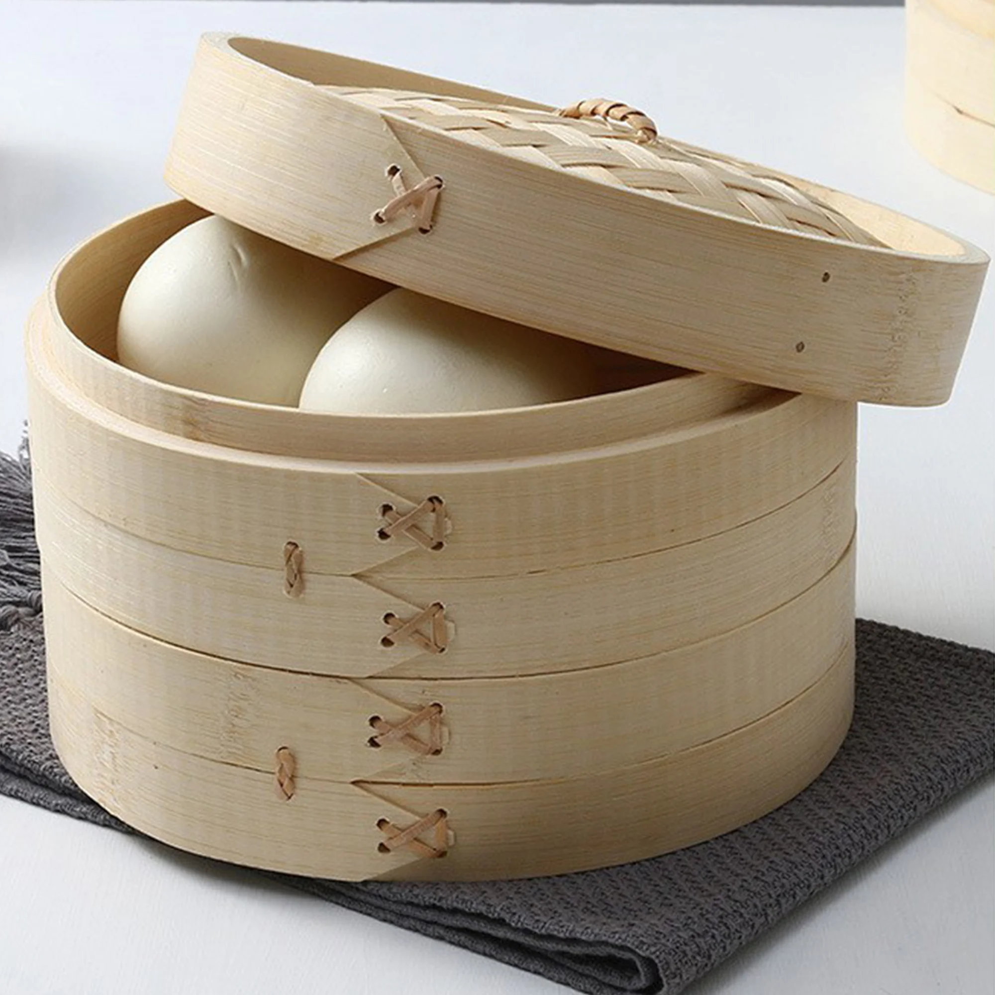 2022 Hot sales Custom Size Logo Large 10 Inch Restaurant Kitchen dumpling Bamboo Steamer Set