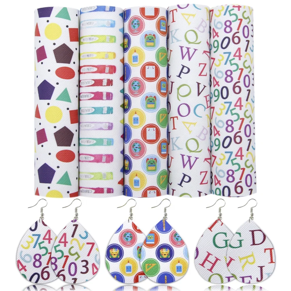 5pieces/set  A5 Back To School Synthetic Leather For Bows Bags Wallet Phone Cover DIY 1102325