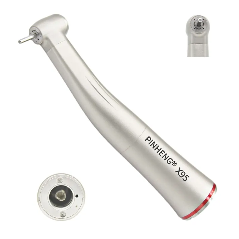 Dental Micromotor HandPiece X95 Max Low Speed 1:5 Increasing Red Ring Contra Angle Fiber Optic Tools with Turbine Power Source