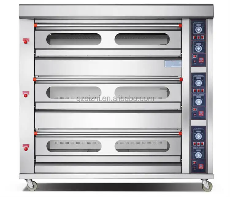 Commercial Baking Equipment 3 Deck 9 Tray Bread Oven Gas Baking Oven