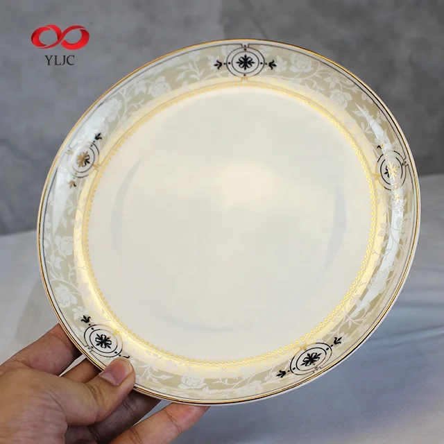 New Design Gold Rimmed Dinner Plate Bone China Sublimation Ceramic 8 Inch Plate