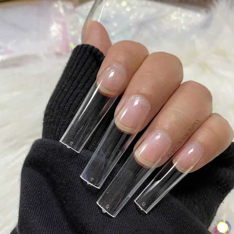 240pcs/bag XXL Square False Nail Tips Full Cover Luxury Gel Press On Nails Clear Tip Manicure Salon Supply Bulk Price