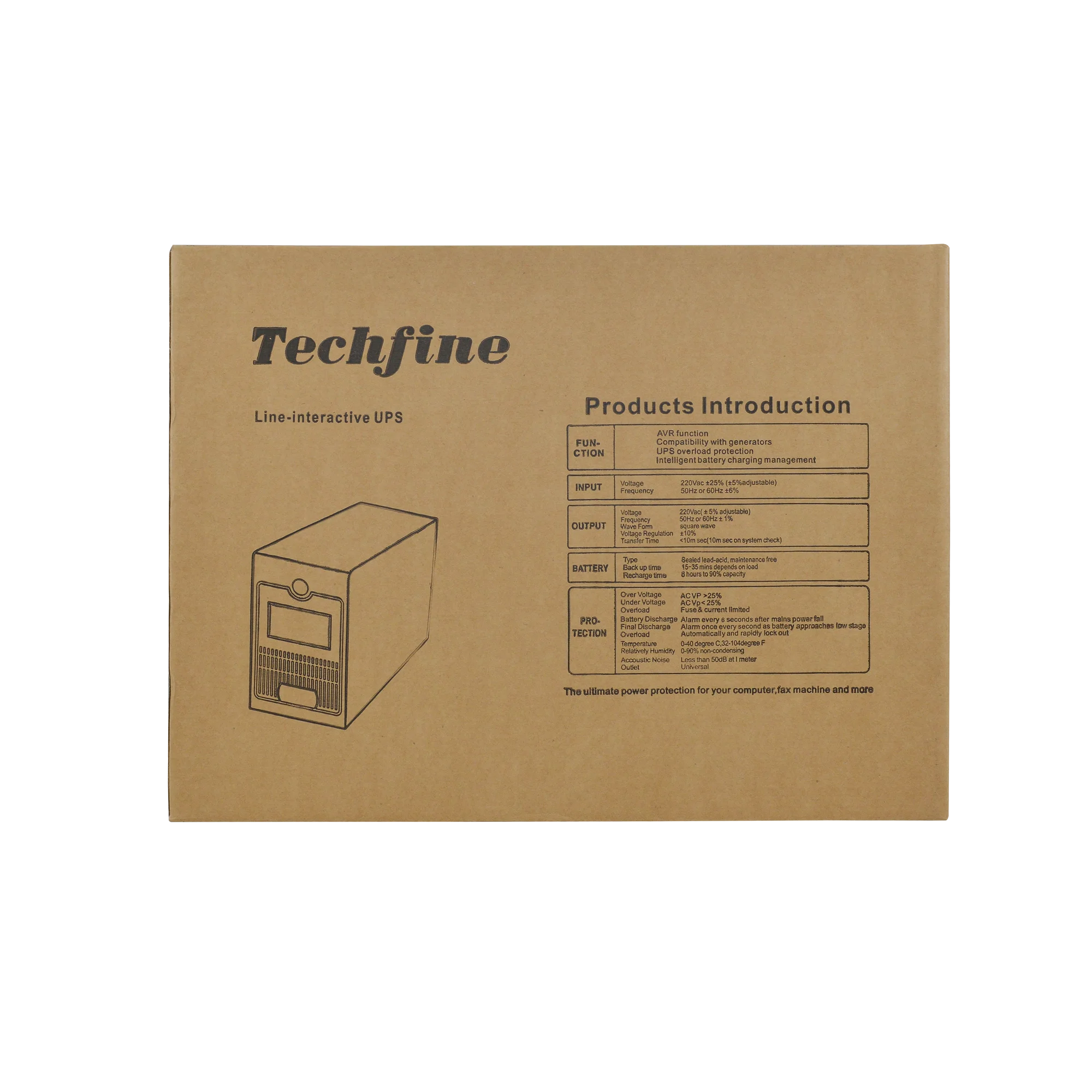 Techfine UPS 12V 650VA 1000VA 1200VA 1500VA 2KVA Offline UPS for Computers