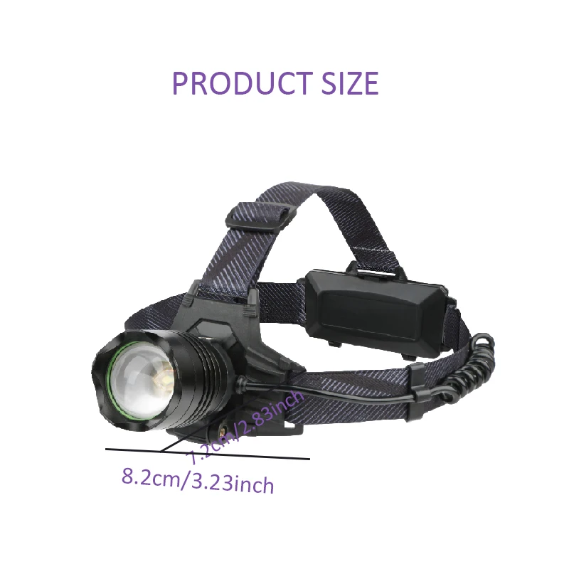 Laser Aluminum Alloy Rechargeable Zoom Headlamp with USB Rechargeable Waterproof Headlight for Outdoor Running Climbing Hunting