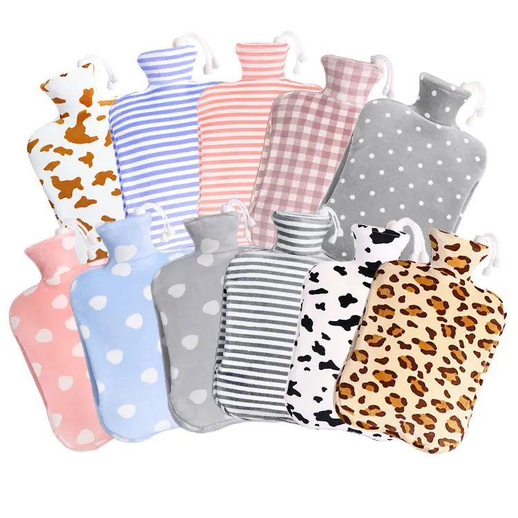 2L Hot-Water Bag Custom Printed Warm Soft Safe Size Mini Plush Hot Water Bottle Bag