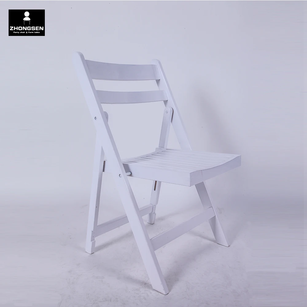 Wholesale Luxury Furniture Hotel Banquet Chairs for Wedding Event Party Gold Frame Wooden White Slatted Folding Chair