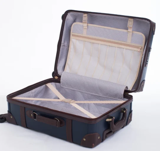 Ready to Ship pp+pvc material vintage style Unisex trolley luggage case  with Spinner 4 Wheels 19' 23'  with tsa lock