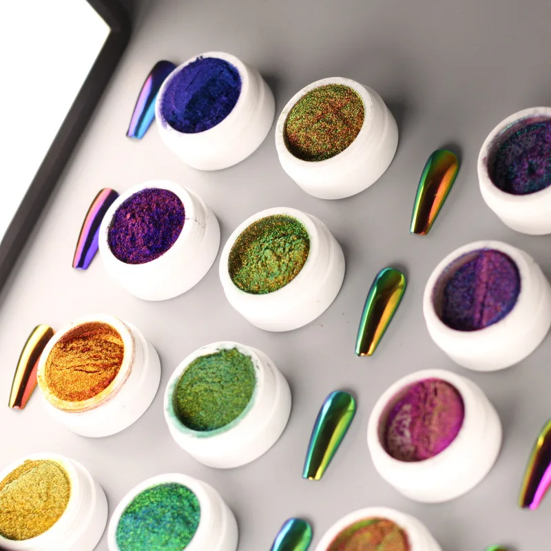 High-quality nail supplies wholesale mirror powder manicure powder 13 color chameleon plating metal effect glitter fine powder