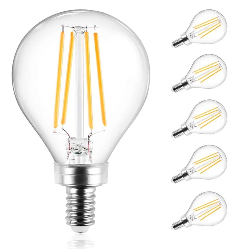 Warm Light 1W 2W 4W 5W 6W E12 E14 E26 E27 B22 G14 G16 P45 G45 G50 Ampoules Globe Clear Glass Dimmable Led Filament Bulb for Home