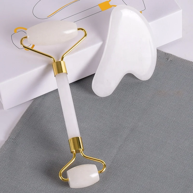 Custom Logo Face Roller Authentic Clear Quartz White Face Facial Massager Jade Roller Body Healthcare Massage 100pcs