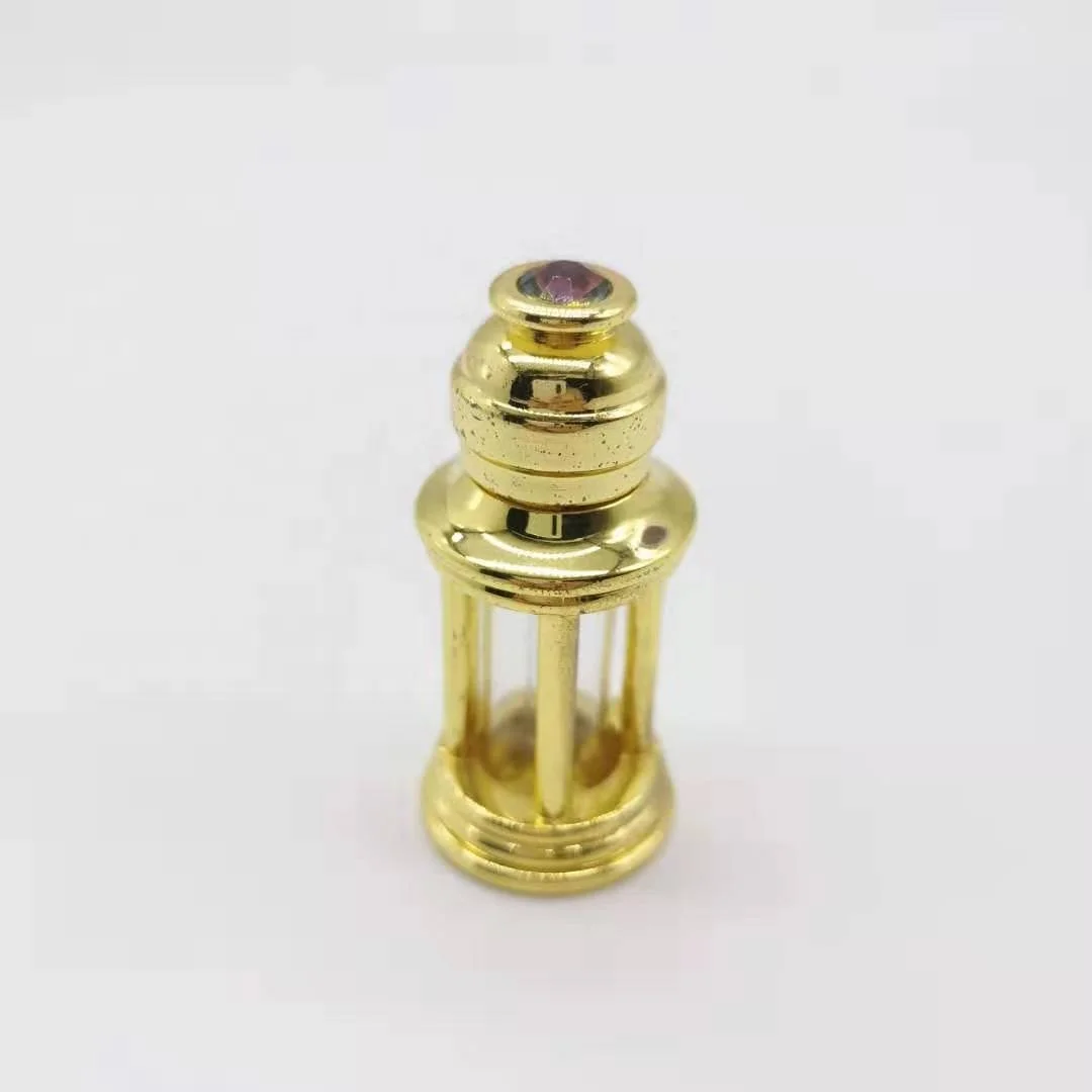 Hot Sale 3-50ml Unique Arabic Style Metal Essential Oil Attar Perfume Glass Bottles With Glass Stick