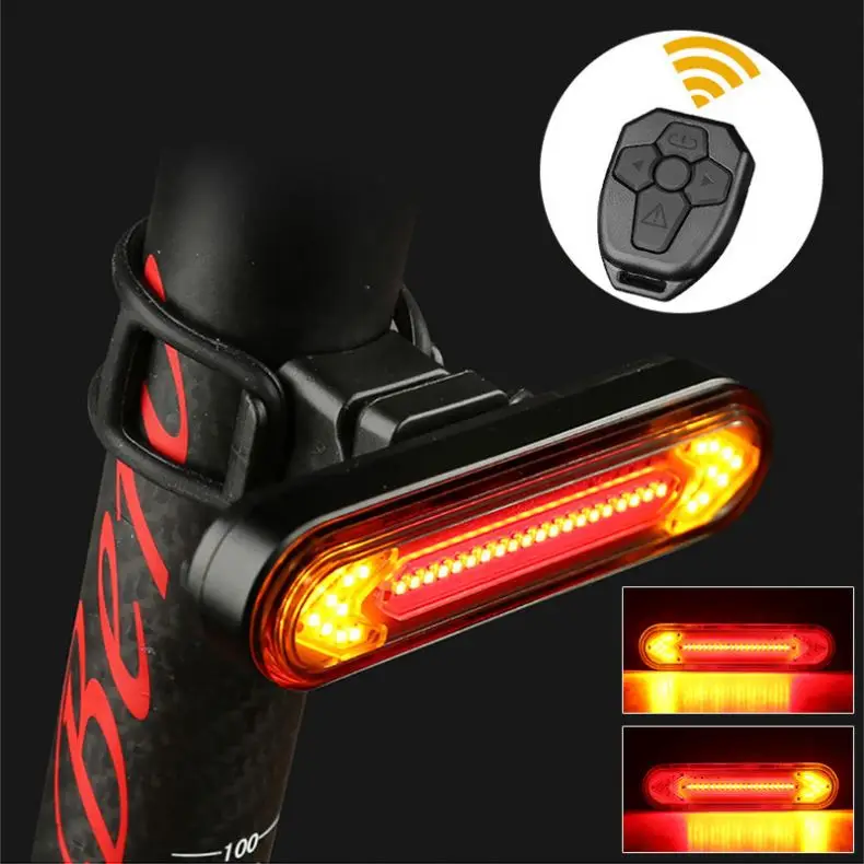 HLM Wireless USB Bike Light Smart Bicycle Rear Light with Remote Indicator light