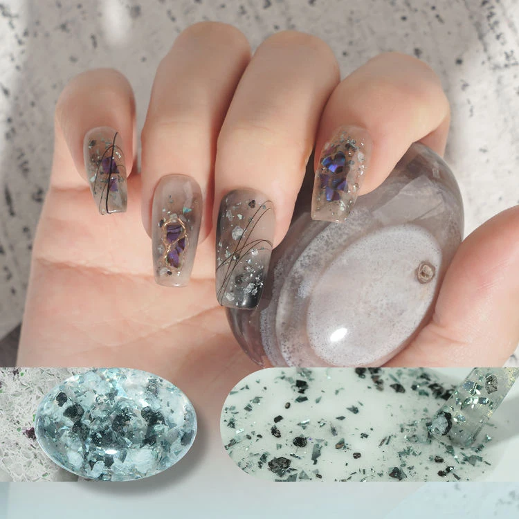 Factory Supply Professional Gel Nail Polish 12 Color Gold Blue Rock Flake Shine Gel Polish For Nails