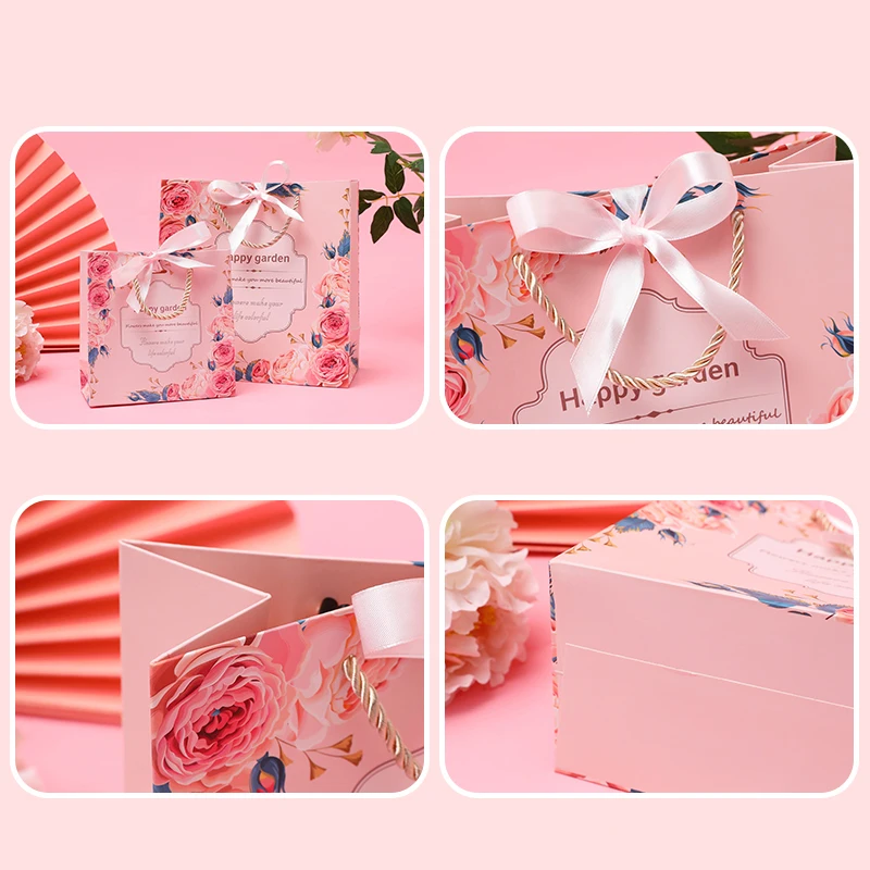 paper bag custom print logo luxury with ribbon handle for clothes packaging shopping gift bag making machine