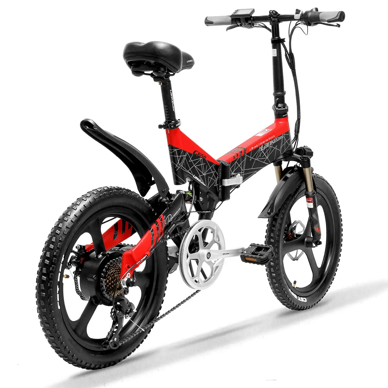  Китай поставщик 20 дюймов складной электрический велосипед LANKELEISI G650 Электрический 400 Вт Мотор 14.5AH L G литиевая батарея 48В фара для