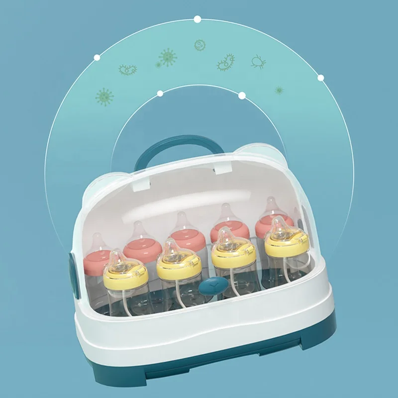 Household Infant Milk Feeder Storage Box Drying Rack Plastic Baby Bottle Drying Rack With Cover