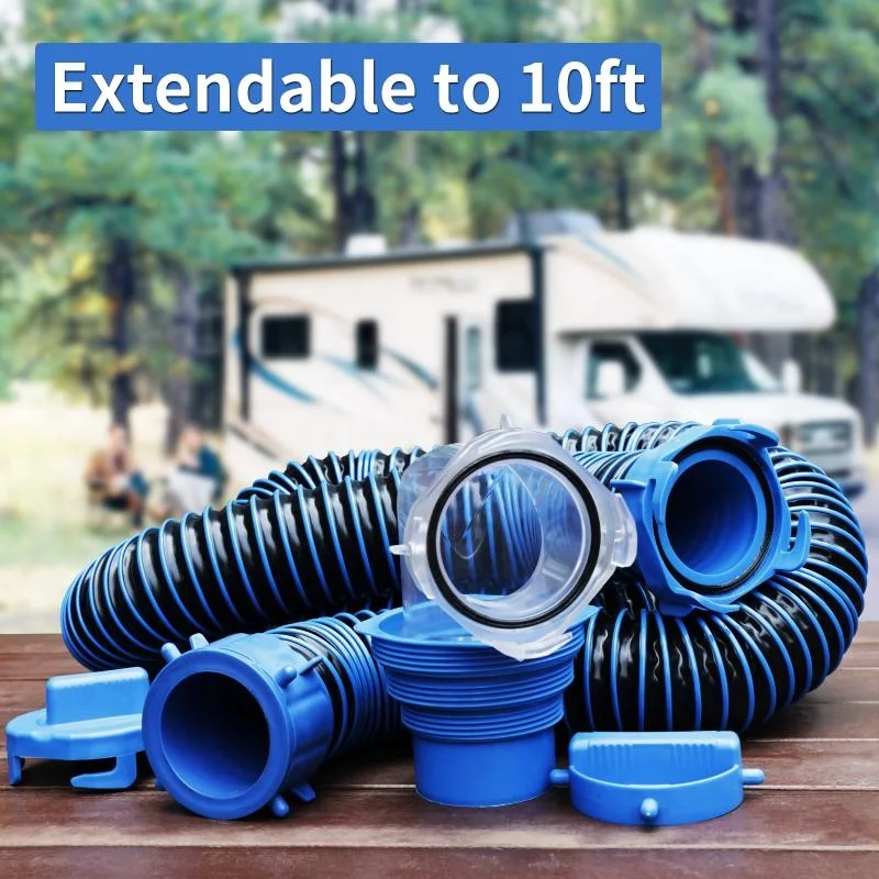 10-15-20 Foot RV Extension Sewer Hose Kit Heavy Duty, Include Hose Adapter, Drip Lid